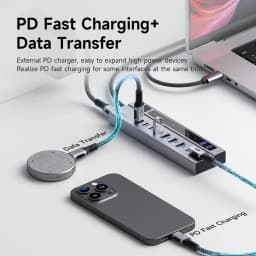 Hagibis USB C HUB Type-C Docking Station Individual On/Off Switches With LED Display 10Gbps USB C Splitter for Macbook Pro Air