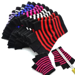 Student Warm Knit Mittens Winter Fingerless Elastic Knitted Gloves Striped Knit Mittens Thicken