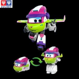 Auldey Original Super Wings Big Wing STEGO Dinosaur Mega Transformation Toy - Kids Robot Firefighter with Hangar Christmas Gift
