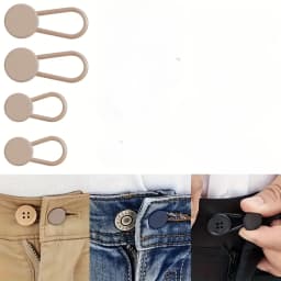 Easy-Adjust 4/12-Pack No-Sew Jean Waist Extenders - Adjustable Pants Button Expanders Adds 1-1.4 Inch Unisex In Khaki/Blue/Black