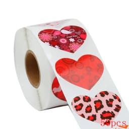 50-500pcs Red Heart Shape Labels Valentine's Day Paper Packaging Sticker Candy Dragee Bag Gift Box Packing Bag Wedding