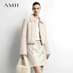Amii Women's Faux Fur Coat Lapel Collar Oversized Warm Slimming Minimalist Versatile Commuter Winter Women's Coat 12624092