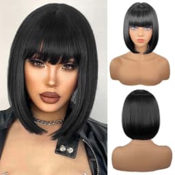 Rainbow Multi-Color Synthetic Wig for Daily Parties, Halloween Cosplay Wig, Bob Hairstyle Wig, Head Cover