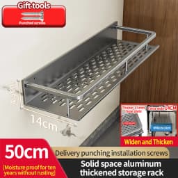 Aluminum Kitchen Rack Kitchen Shelf Toilet Storage No Drill Hanging Rack Bathroom Organizer Hang on the Wall Kitchen