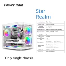 Power Train Star Realm M-ATX Desktop Case Three Sided Glass Panoramic Sea View Room Without Pillars 240 Water Cooler PC Case