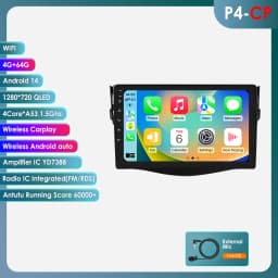 Hizpo 8+128GB Android 13 For Toyota RAV4 2006-2012 Car Radio Multimedia Player AI Voice Control Navigation GPS Wireless Carplay