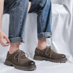 2026 Spring Outdoor Quality Mens Retro Style Casual Shoes Suede Oxford Wear Resistant Round Toe Casual Shoes Hiking Travel Shoes