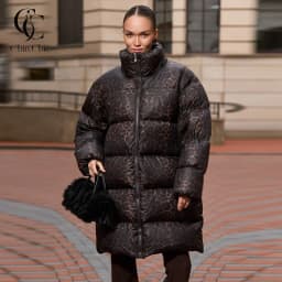 Leopard Print Hooded Puffer Women's Winter Coat Belted Waist Midi Length Padded Jackets for Woman Jacket Warm Streetwear