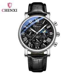 CHENXI 973 Man Quartz Wristwatch Waterproof Luminous Chronograph Multi-function Moon Phase Men's Watches часы мужские