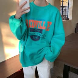 Stylish Loose Fit Women's Sweatshirt Thin Outerwear Spring Autumn Korean Version Comfortable Long Sleeve round Neck Print Top
