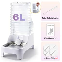 Furpipi 8L Automatic Dog Water Bowl Dispenser Elevating Stainless Steel Pet Waterer with Patented Faucet for Cats And Dogs