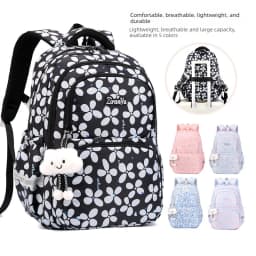 3pcs/set Elementary School Backpack for Girls Bookbag Lunch Bag Pencil Bag Set Flower School Bag for Children Cute Little Dolls
