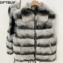 OFTBUY Big Turn Collar Two Ways Wear Sleeveless Clothes Female New Winter Fur Waistcoat Women Reversible Real Rabbit Fur Vest