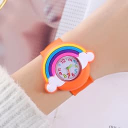 New Rainbow Cloud Printed Silicone Band Children's Watch Girl Cute Cartoon Quartz Watch Kids Watches Boys Girl Watche