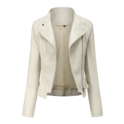 Slim Fit PU Leather Jacket for Women, Thin Long Sleeved Jacket, Short Coat, Spring and Autumn, Motorcycle Zipper Leather Jacket