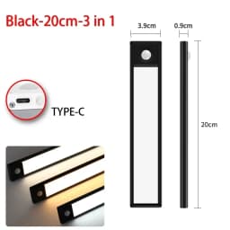 LED Motion Sensor Light Under Counter Lighting Wireless USB Rechargeable Kitchen Night Lights Magnetic 3-Colors Bedroom Lighting