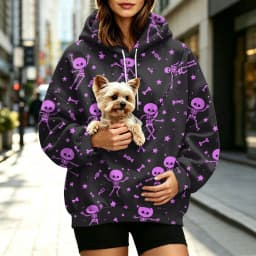 Women Fall And Winter Hoodie With Pet Pouch Oversized Pocket Colorful Halloween Print Sweatshirt Women Sweater Zipper Pockets