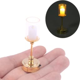 1:12 Dollhouse Miniature LED Light Candlestick Lamp Desk Lamp Home Lighting Model Furniture Decor Toy Doll House Accessories