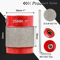 FOCSTOL Stained Glass Grinder Bit Head Tools 1 3/4 1/4 1/8 Inch Grinder Bits Head Tools Set Glass Drill Bits