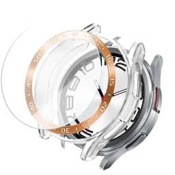 Tempered Glass+Bezel+Case For Samsung Galaxy Watch 6 Classic 43mm 47mm Cover TPU Bumper All-Around Protector Clear Screen Bezels