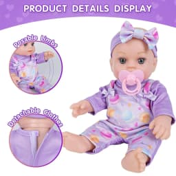 Simulation doll cute purple clothes with pacifier 30CM reborn doll simulation doll girl gift