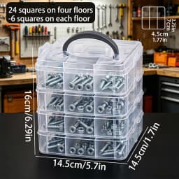 1pc Stackable Plastic Hardware Storage Box, Multi-Layer Screw Bolt Parts Sorting Box Portable Handheld Desktop Parts Storage Box