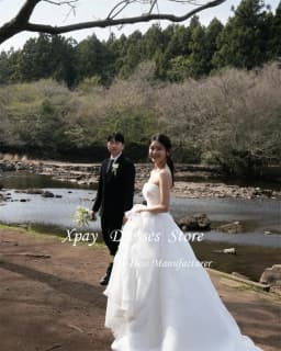 XPAY Elegant Wedding Dresses Korean Customized Corset/Zipper Back Organza Wedding Dresses Reception Dress Bridal Gown 웨딩드레스