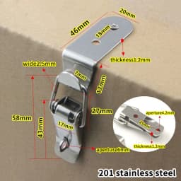 1 Set Cabinet Door Metal Clasps 90 Degree Box Closure Lock Duck-mouth Buckle Hook Spring Loaded Draw Toggle Hasps Clamp