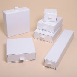 White Creative Paper Drawer Jewelry Packaging Box Necklace Rings Bracelet Organizer Display Stand Gift With Ribbon Rope Sponge
