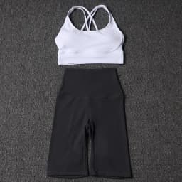 Nylon Yoga Set Gym Two Piece Sets Womens Bra Top Women Cycling Shorts Sport Fitness Sportswear 45 Colors Womens Clothing