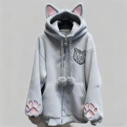 NiceMix Cutecore Jirai Kei Cat Ear Cute Oversized Hoodie Women Y2k Kawaii Zip Up Harajuku Худи Кофта
