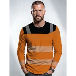 Men's Construction Workers Uniforms 3D Digital Printed Casual Round-Neck Long-Sleeved T-Shirt Comfortable T-Shirts Sportswear