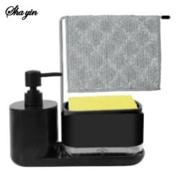 Dual Soap Dispenser with Sponge And Dishcloth Holder Kitchen Hand Dish Soap Dispenser with Tray Multi-Functional Kitchen Soap