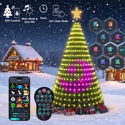 Smart Christmas Tree Light 400 LED String Light with APP Remote Control DIY Text Pattern Music Sync for Christmas Holiday Decor