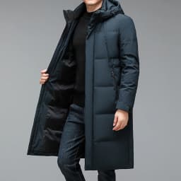 2026 winter long style Men's 90% White Duck Down coat warm Down Jackets hat detachable fashion Men thicken Jacket size M-5XL
