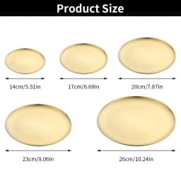 14/17/20/23cm Round Plate Silver Dessert Plate Fruit Dish Barbecue Plate Bone Spitting Dish Stainless Steel Tray Tableware Gold
