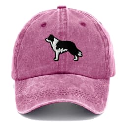 Border Collie Washed Cotton Baseball Cap Vintage Embroidery Unisex Distressed Snapback Hat Casual Animal Lover Gift Daily Hat