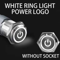 16 19 22mm With Wire Waterproof Metal Push Button Switch LED Ring/Power Light Momentary Latching 5/12/24/220V Silver1NO1NC