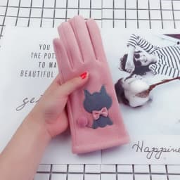Winter Female Single Layer Warm Cashmere Full Finger Button Cycling Mittens Women Suede Leather Touch Screen Driving Gloves J23