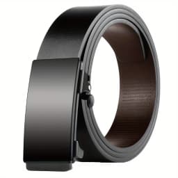 DINISITON Men Leather Belt Black Metal Toothless Automatic Buckle Business Casual PU Leather Men's Fashion High Quality Belt