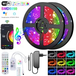 30M 12V WiFi Bluetooth RGB LED Strip Lights APP Music Sync Remote Control Led Tape Light Color Changing For Wall Room Decoration