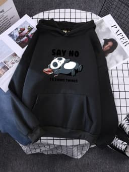 Hoody Sleeping Panda Says No Printing New Womens Hoodie Oversized Warm Female Hoodies Streetwear Fashion Sweatshirts For Women