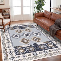 VIKAMA Bohemian Vintage Rug - Stain-Resistant and Easy-Care Floor Mat for Living Rooms and Bedrooms Persian Rug Home Decor
