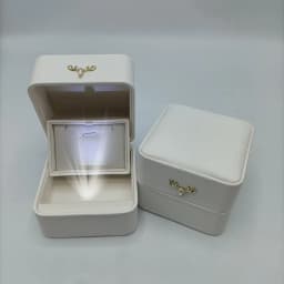 Custom LOGO PU Leather LED Jewelry Box Creative Deer Buckle Proposal Ring Pendant Case Paired Ring Jewelry Packaging Box Gift