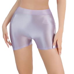 Women's Oil Shiny Glossy Sexy Thin Sheer Shorts Slim Fits Gymnastics Fitness Yoga Seamless Safe Pants Sport Casual Home Bottoms