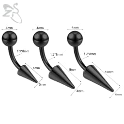 ZS 1PC 16G Long Spike Bridge Piercing Stainless Steel Eyebrow Ring Curved Barbell Cartilage Earring Punk Cone Labret Piercing