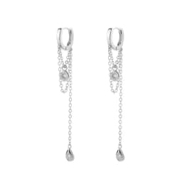 925 Sterling Silver Ear Needle Crystal Zircon Tassel Pendant Hoop Earrings Retro Small Fragrance Style High Jewelry Women Gifts