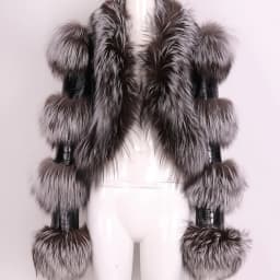 YOLOAgain Women's Natural Fox Fur Jacket Real Leather Cropped Jacket Streetwear