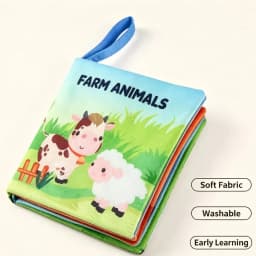 Soft Fabric Cloth Book Montessori Touch Feel Sensory Washable Reusable Farm Animal Theme Early Learning Educational Tool