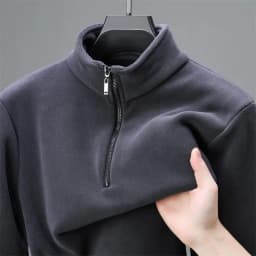 2025 New Men's Fleece Lined Thickened Long Sleeve Zipper Hoodie Half High Collar Warm Sweatshirt Casual Style Autumn Winter T...